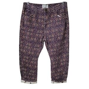 One Teaspoon Purple Printed Ankle Cropped Jeans